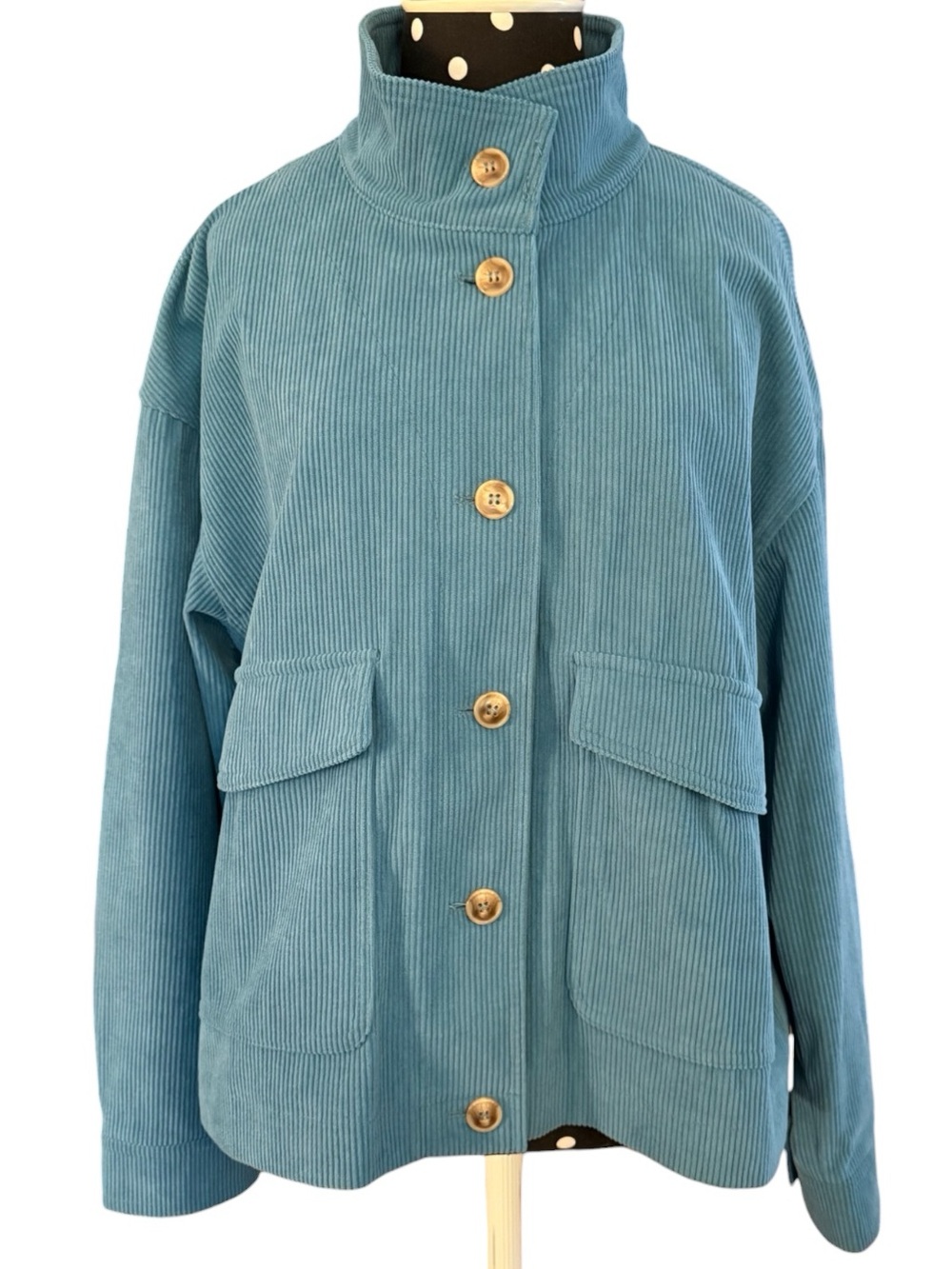 Anthropologie Avec Les Filles Tegan Teal Blue Corduroy Shirt Jacket Est. XL Boxy